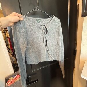 Wild Fable Gray Tie Front Ribbed Knit Cardigan